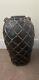 Vintage Japanese Black Satsuma Vase Meiji Urn Overlaid Basketry