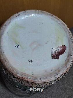 Vintage Japanese Satsuma Hand Painted Porcelain Umbrella Stand/Vase Urn Ceramic