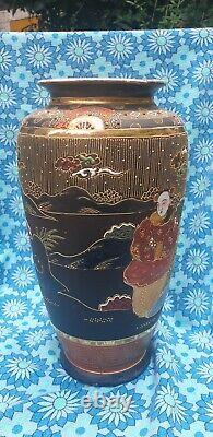 Vintage Pair Large Satsuma Gilded Decorative Warrior Geisha Vases