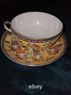 Vintage Possibly Antique Japanese Satsuma Porcelain Cup & Saucer